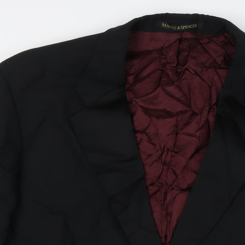 Marks and Spencer Mens Black Polyester Tuxedo Suit Jacket Size 44 Big & Tall