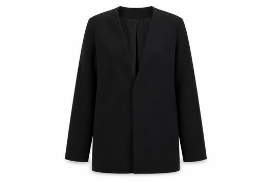 Front view of Linea women’s black jacket, size UK 12