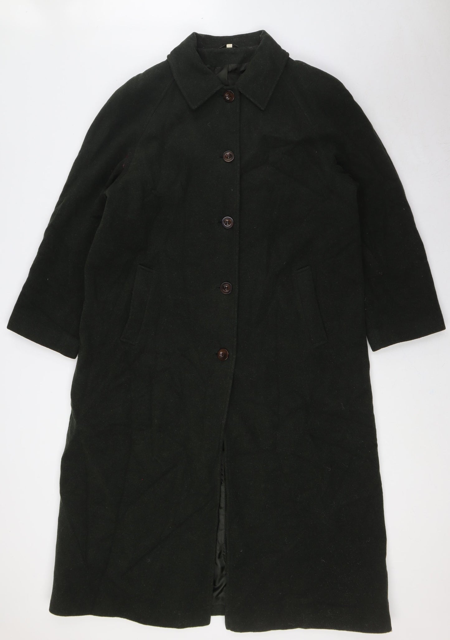 EWM Womens Green Overcoat Coat Size 14 Button
