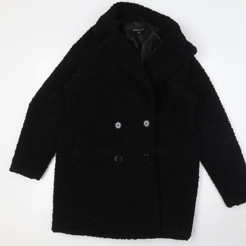 Capsule Womens Black Overcoat Coat Size 10 Button