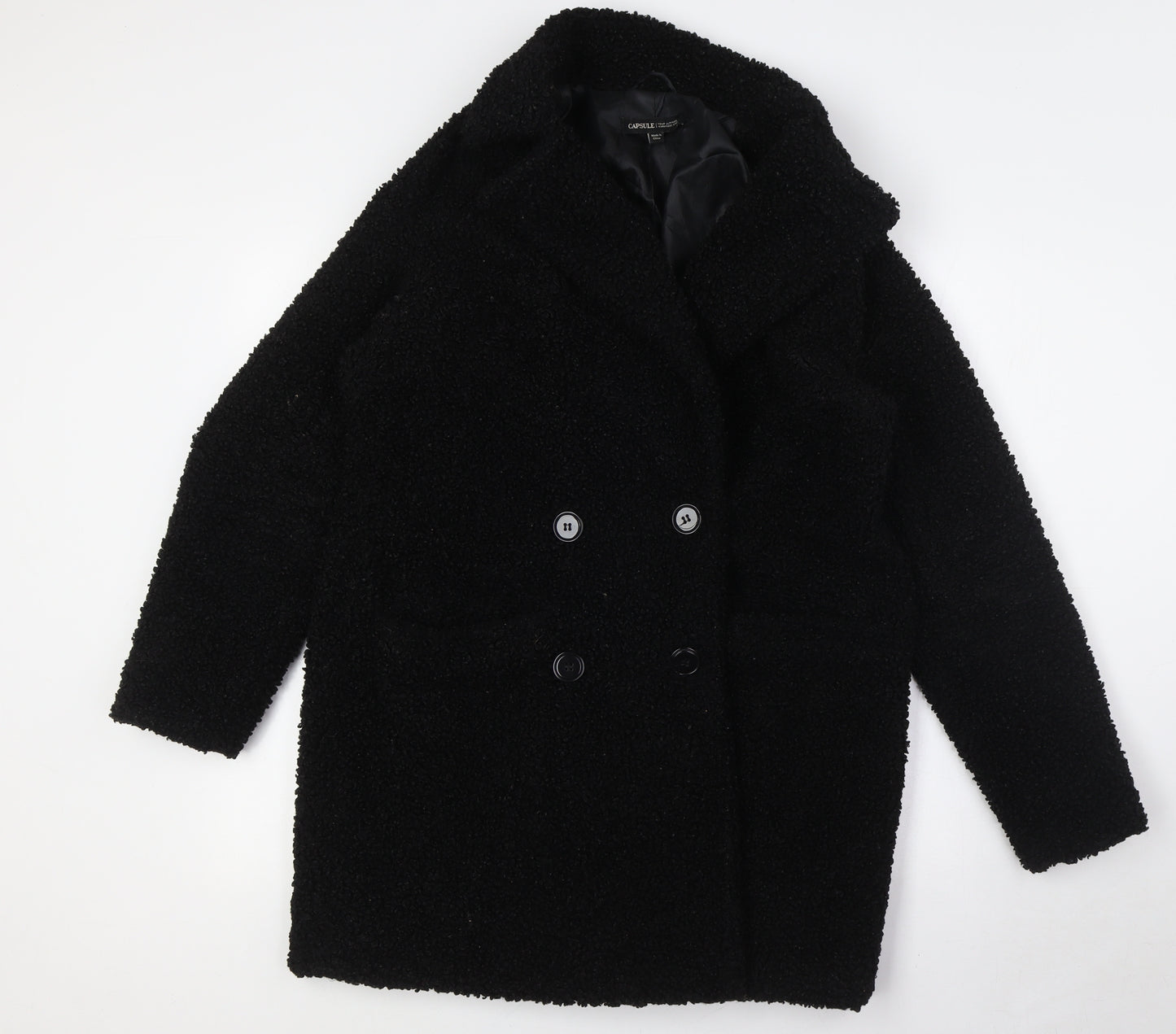 Capsule Womens Black Overcoat Coat Size 10 Button