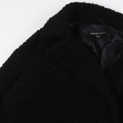 Capsule Womens Black Overcoat Coat Size 10 Button
