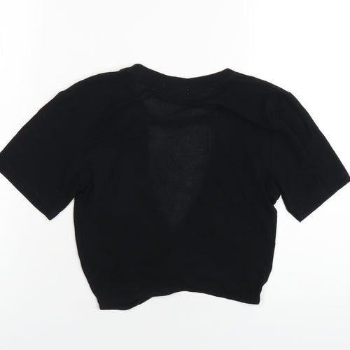 Cooperative Womens Black Cotton Basic T-Shirt Size S Round Neck
