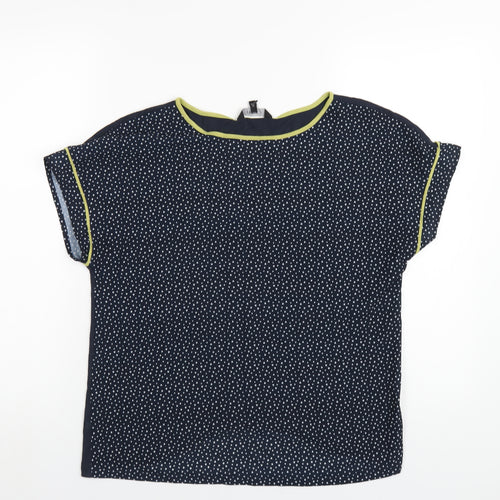 NEXT Womens Blue Geometric Polyester Basic T-Shirt Size 10 Round Neck