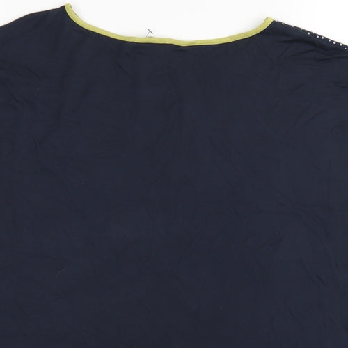 NEXT Womens Blue Geometric Polyester Basic T-Shirt Size 10 Round Neck
