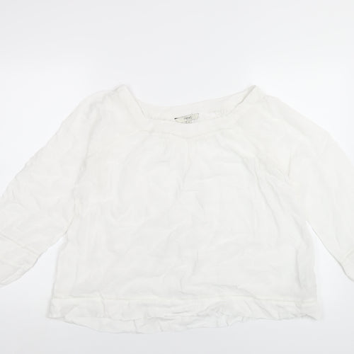 NEXT Womens White Viscose Basic Blouse Size 8 Scoop Neck