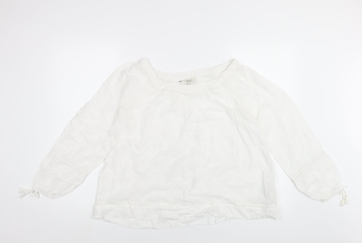 NEXT Womens White Viscose Basic Blouse Size 8 Scoop Neck