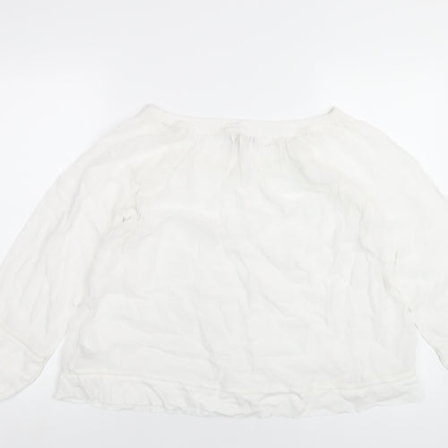 NEXT Womens White Viscose Basic Blouse Size 8 Scoop Neck