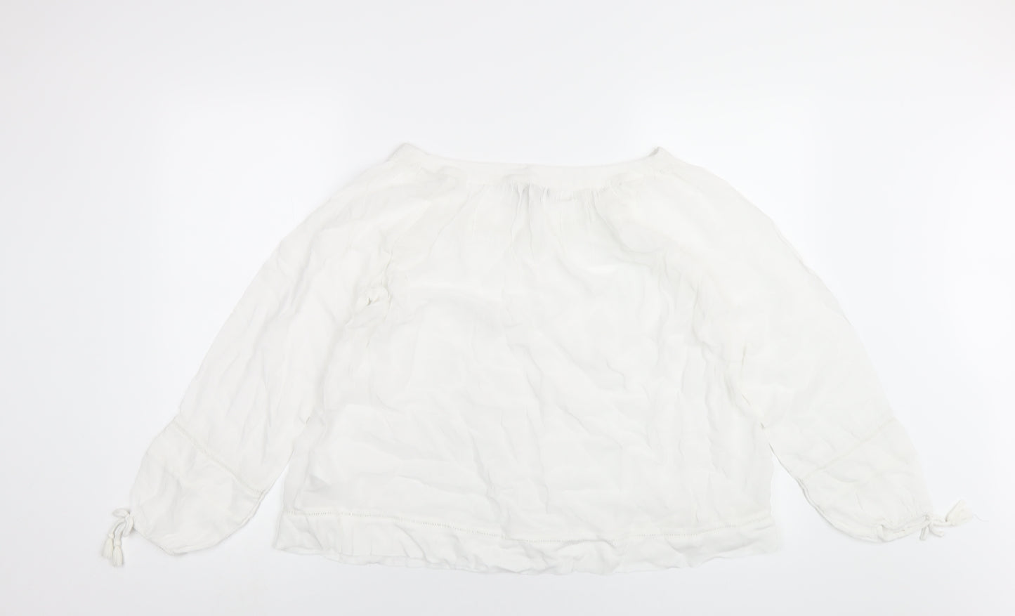 NEXT Womens White Viscose Basic Blouse Size 8 Scoop Neck