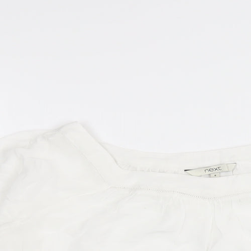 NEXT Womens White Viscose Basic Blouse Size 8 Scoop Neck