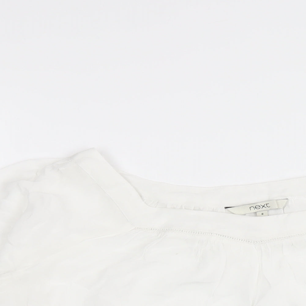 NEXT Womens White Viscose Basic Blouse Size 8 Scoop Neck