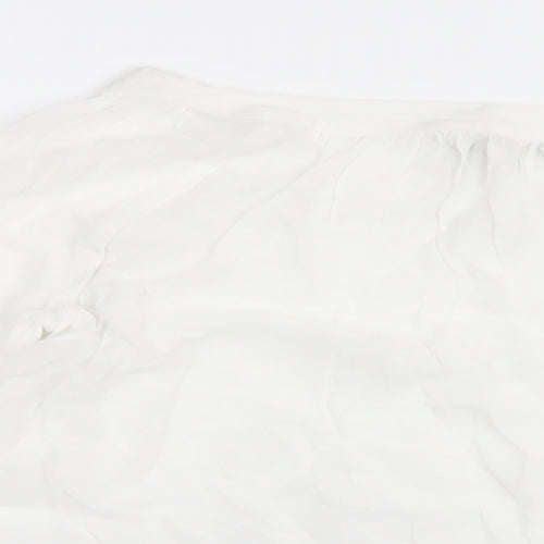 NEXT Womens White Viscose Basic Blouse Size 8 Scoop Neck