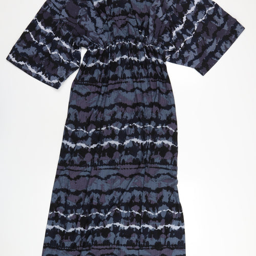 NEXT Womens Blue Geometric Polyester A-Line Size 8 V-Neck Pullover