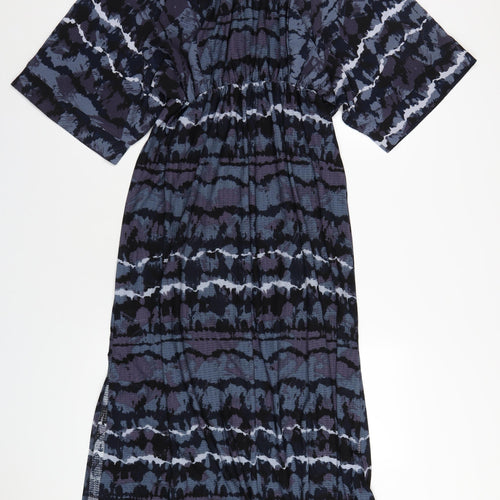 NEXT Womens Blue Geometric Polyester A-Line Size 8 V-Neck Pullover