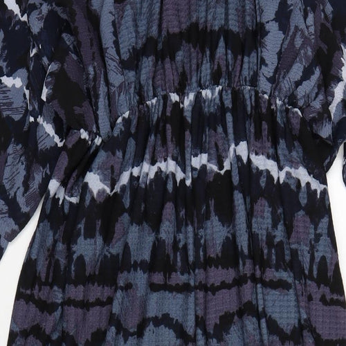 NEXT Womens Blue Geometric Polyester A-Line Size 8 V-Neck Pullover