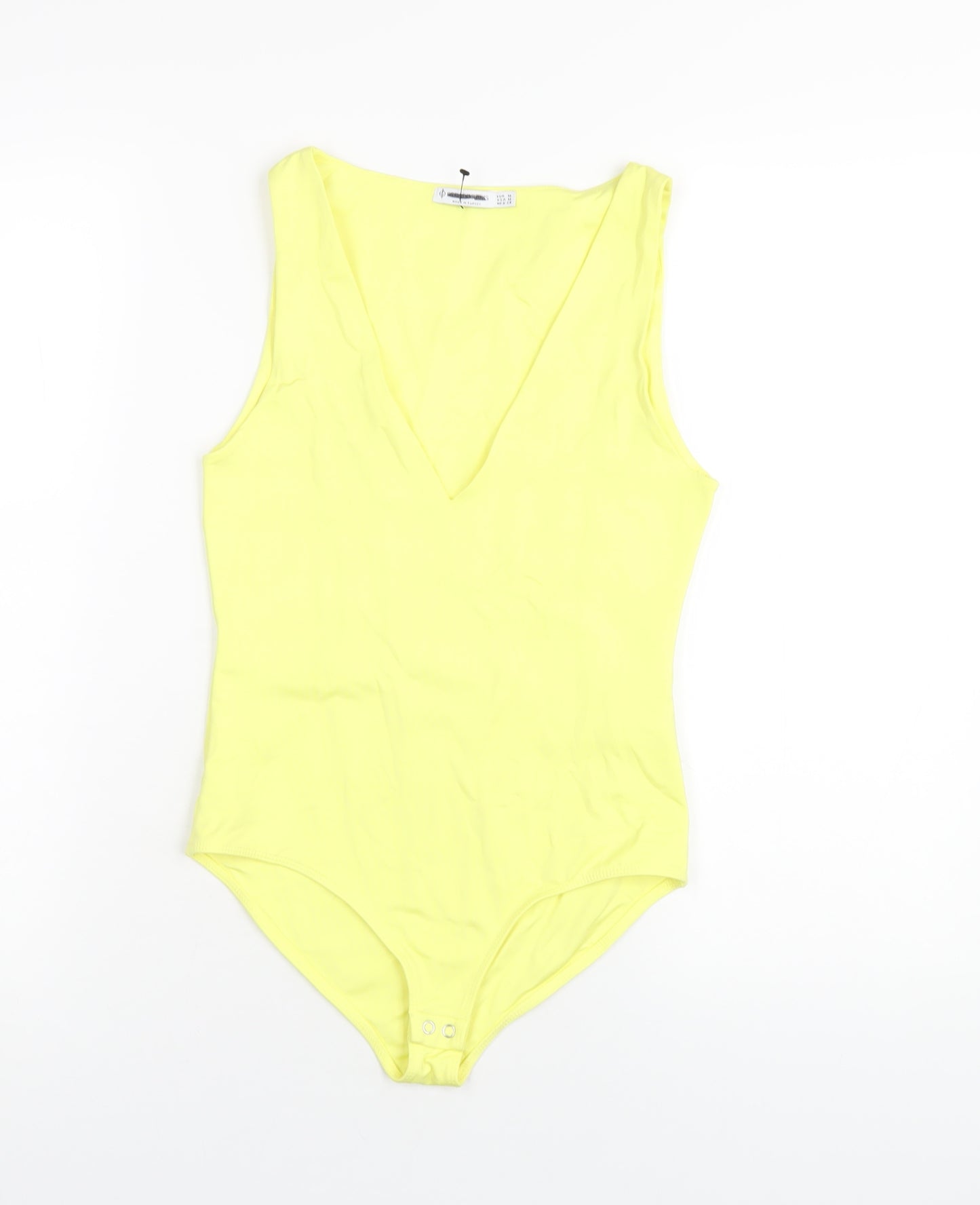 Stradivarius Womens Yellow Polyamide Bodysuit One-Piece Size M Snap