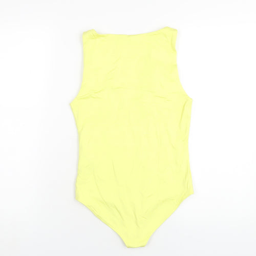 Stradivarius Womens Yellow Polyamide Bodysuit One-Piece Size M Snap