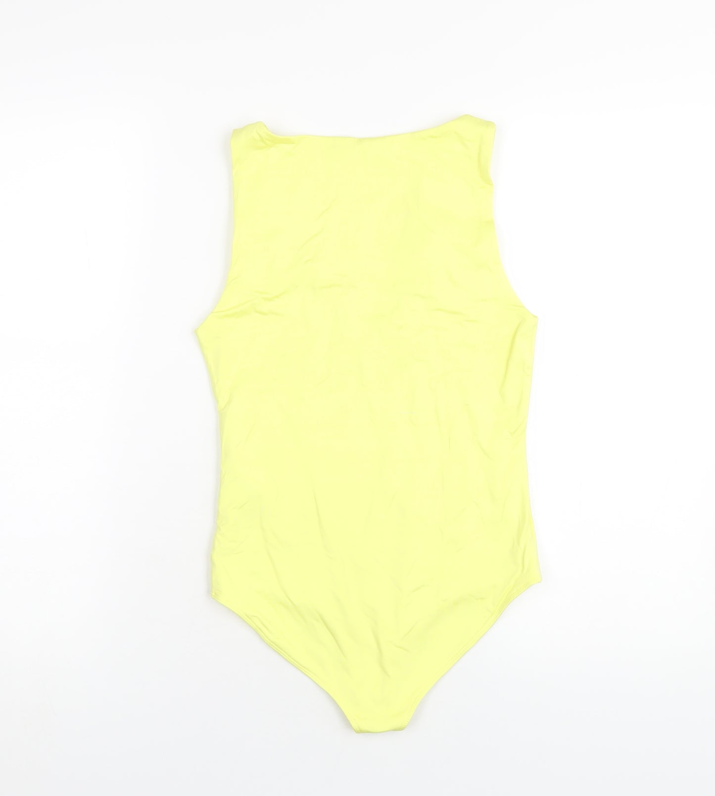 Stradivarius Womens Yellow Polyamide Bodysuit One-Piece Size M Snap