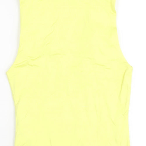 Stradivarius Womens Yellow Polyamide Bodysuit One-Piece Size M Snap