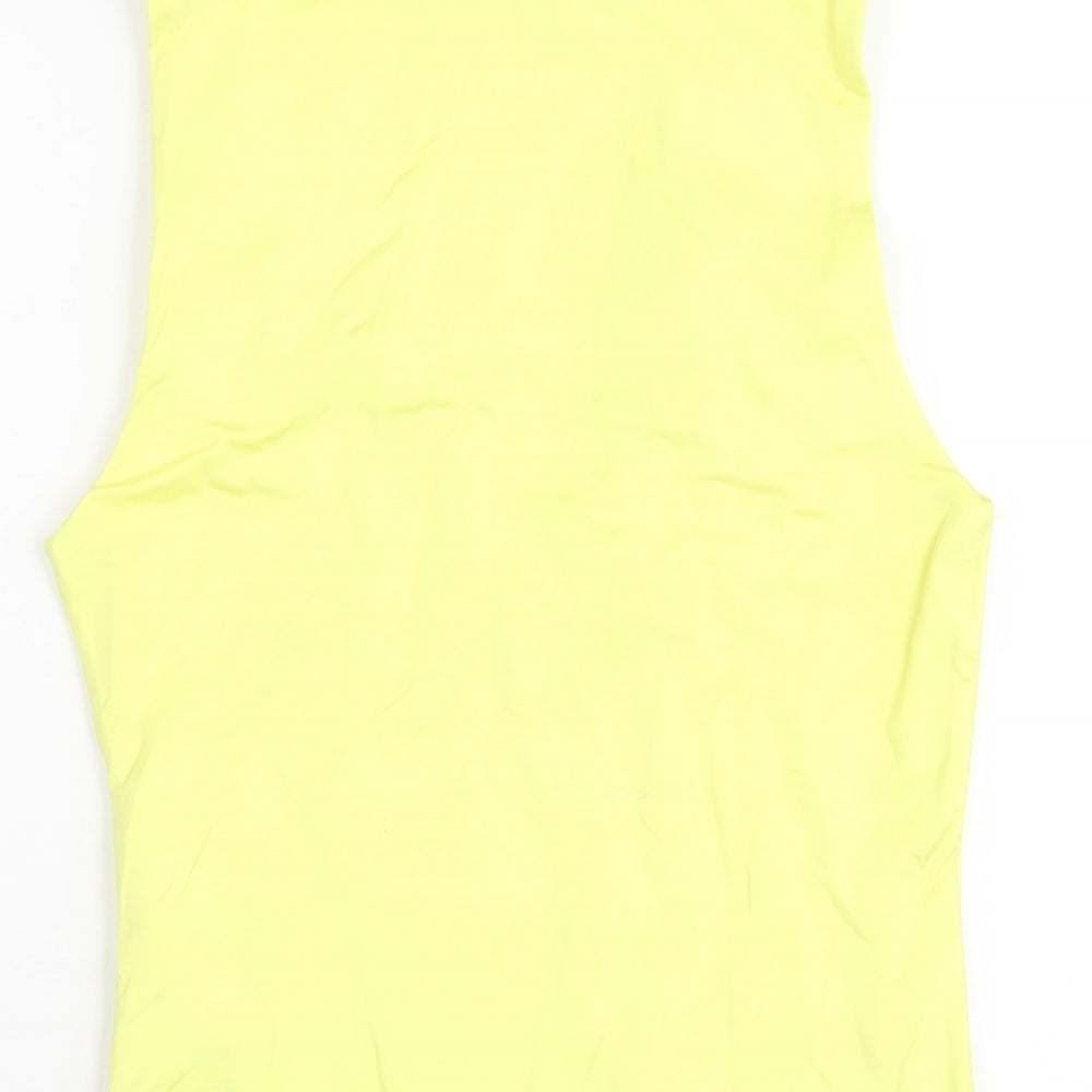 Stradivarius Womens Yellow Polyamide Bodysuit One-Piece Size M Snap