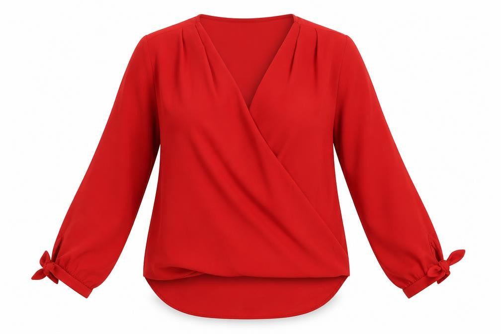 Wallis Womens Red Polyester Basic Blouse Size 10 V-Neck