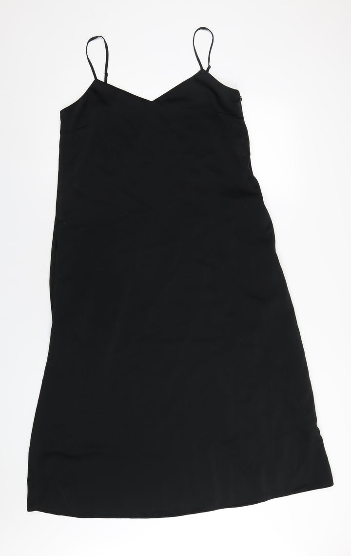 Uniqlo Womens Black Polyester A-Line Size M V-Neck Zip