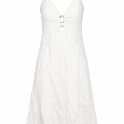 Zara Womens White Polyester Slip Dress Size XS V-Neck Zip