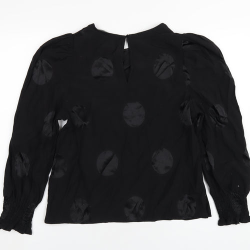 NEXT Womens Black Polka Dot Viscose Basic Blouse Size 14 Round Neck