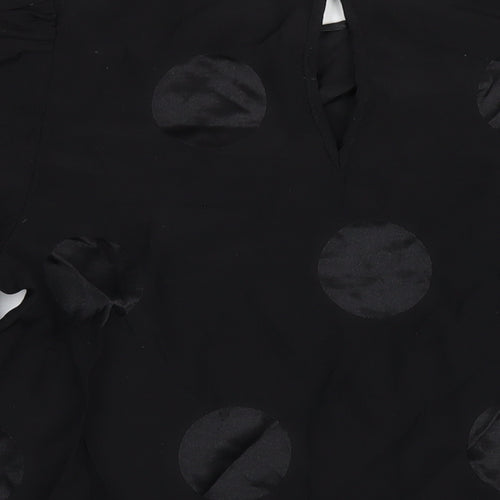 NEXT Womens Black Polka Dot Viscose Basic Blouse Size 14 Round Neck