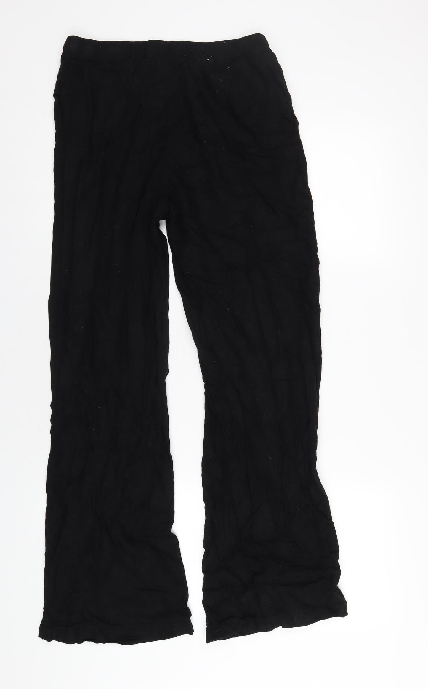 Stradivarius Womens Black Linen Trousers Size M L30 in Regular Drawstring