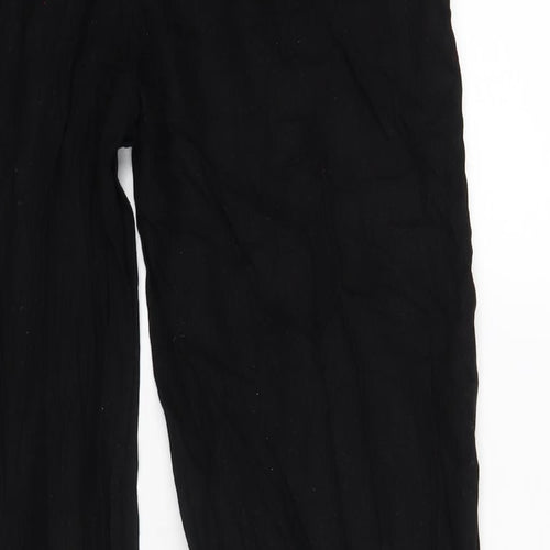 Stradivarius Womens Black Linen Trousers Size M L30 in Regular Drawstring