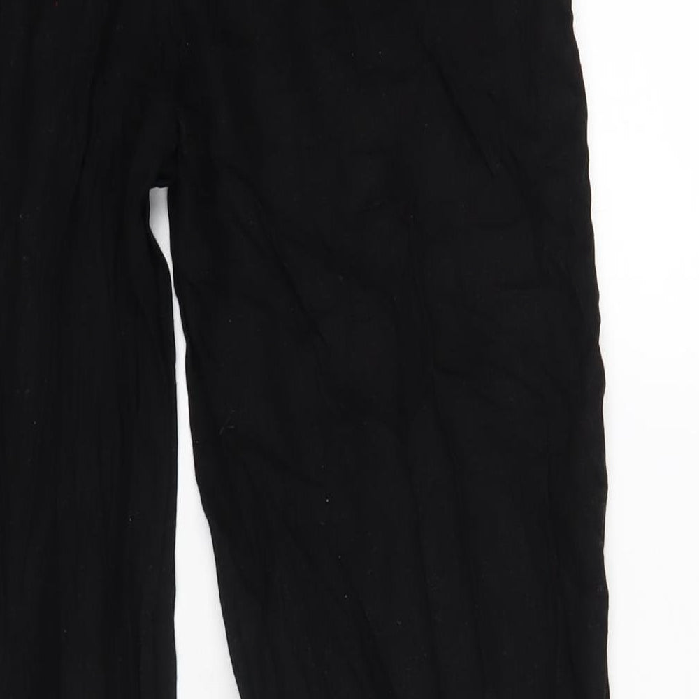 Stradivarius Womens Black Linen Trousers Size M L30 in Regular Drawstring