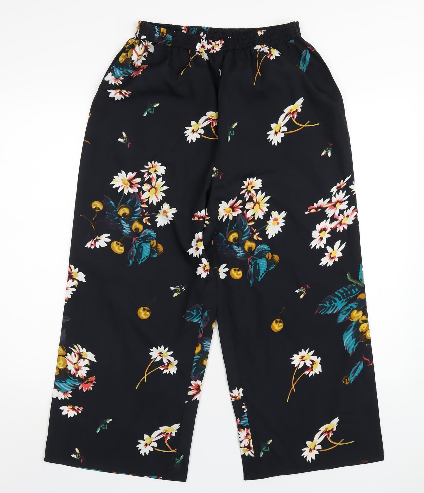 Jovie Womens Black Floral Polyester Trousers Size S L24 in Regular