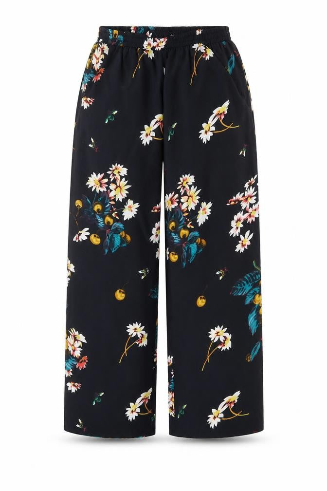 Jovie Womens Black Floral Polyester Trousers Size S L24 in Regular