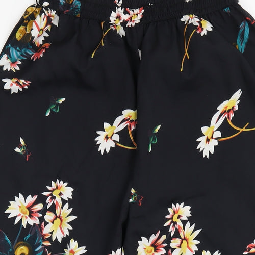 Jovie Womens Black Floral Polyester Trousers Size S L24 in Regular