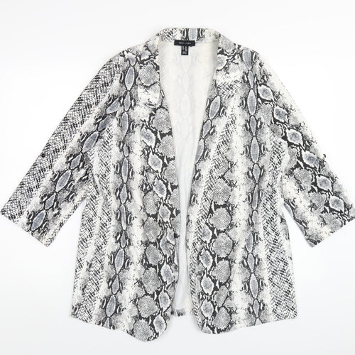 New Look Womens Grey Animal Print Jacket Blazer Size 14