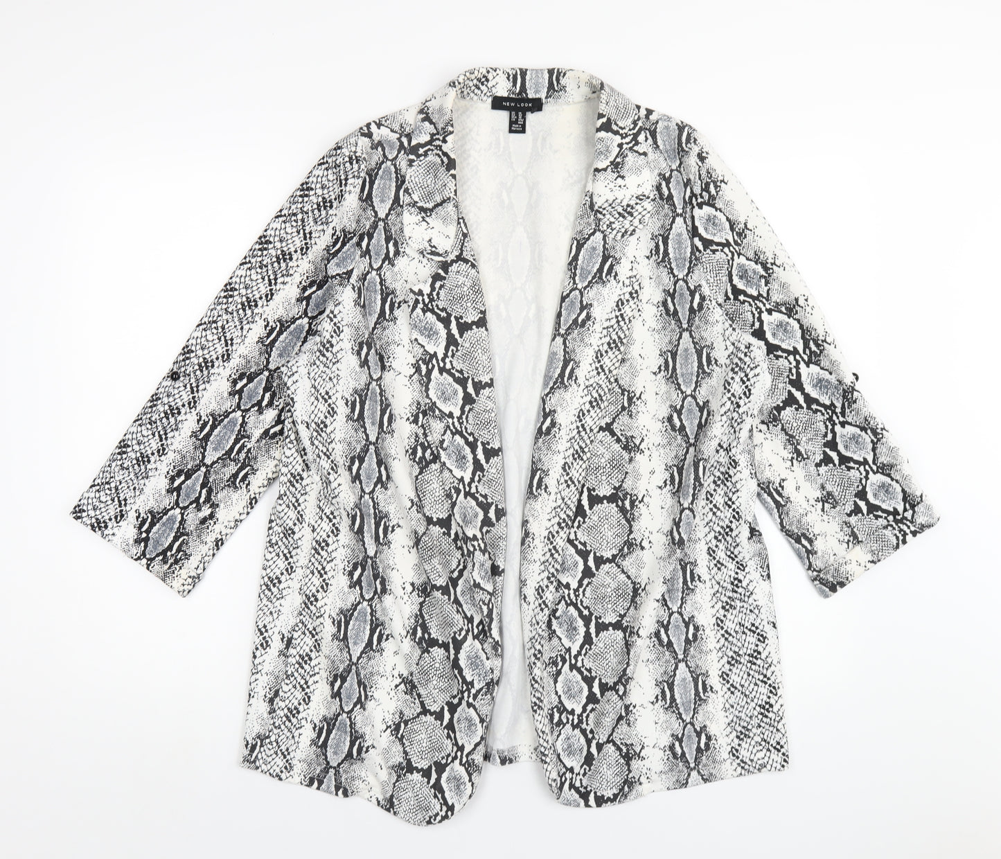 New Look Womens Grey Animal Print Jacket Blazer Size 14