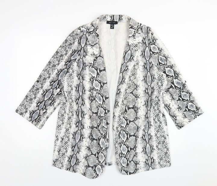 New Look Womens Grey Animal Print Jacket Blazer Size 14