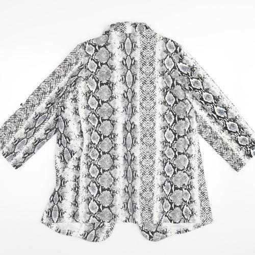 New Look Womens Grey Animal Print Jacket Blazer Size 14