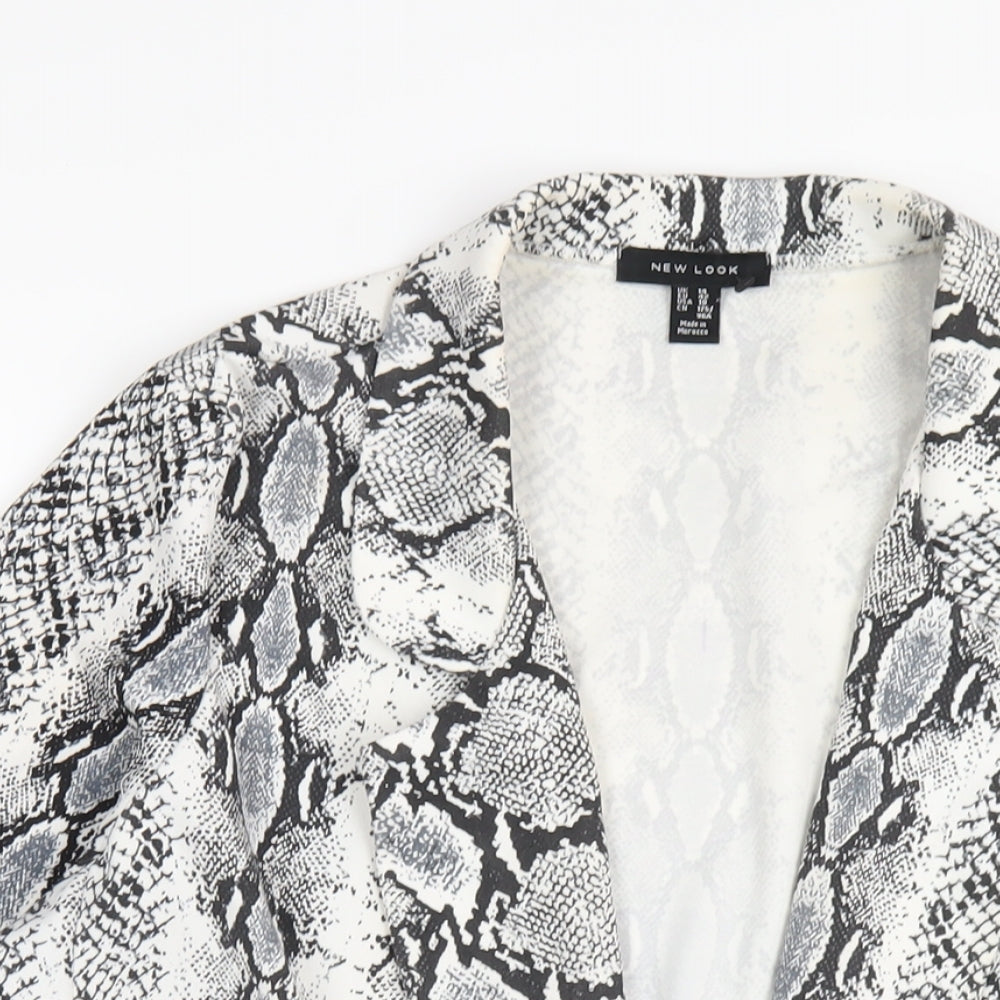 New Look Womens Grey Animal Print Jacket Blazer Size 14