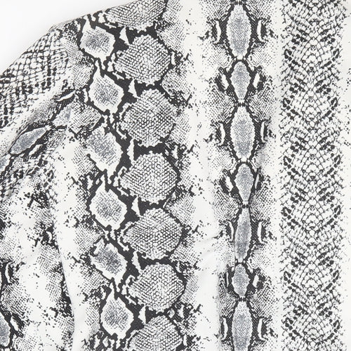 New Look Womens Grey Animal Print Jacket Blazer Size 14