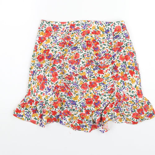 Urban Revivo Womens Multicoloured Floral Viscose Mini Skirt Size 10 Zip