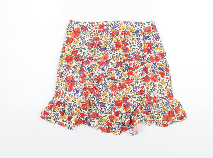 Urban Revivo Womens Multicoloured Floral Viscose Mini Skirt Size 10 Zip