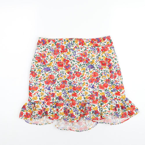 Urban Revivo Womens Multicoloured Floral Viscose Mini Skirt Size 10 Zip