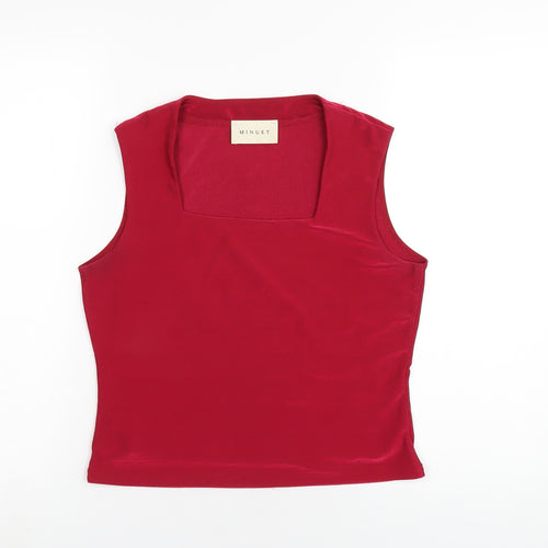 Minuet Womens Red Polyester Basic Tank Size 12 Square Neck