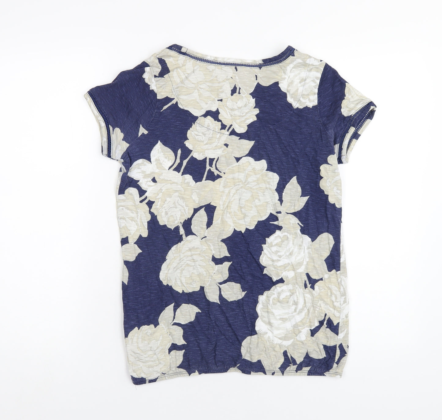 NEXT Womens Blue Floral Cotton Basic T-Shirt Size 10 Scoop Neck