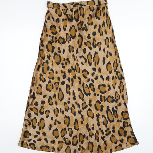Dancing Leopard Womens Beige Animal Print Polyester A-Line Skirt Size 10 - Leopard Print