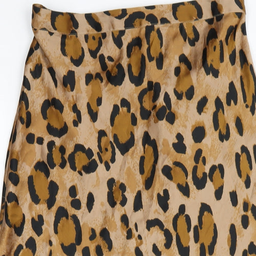 Dancing Leopard Womens Beige Animal Print Polyester A-Line Skirt Size 10 - Leopard Print