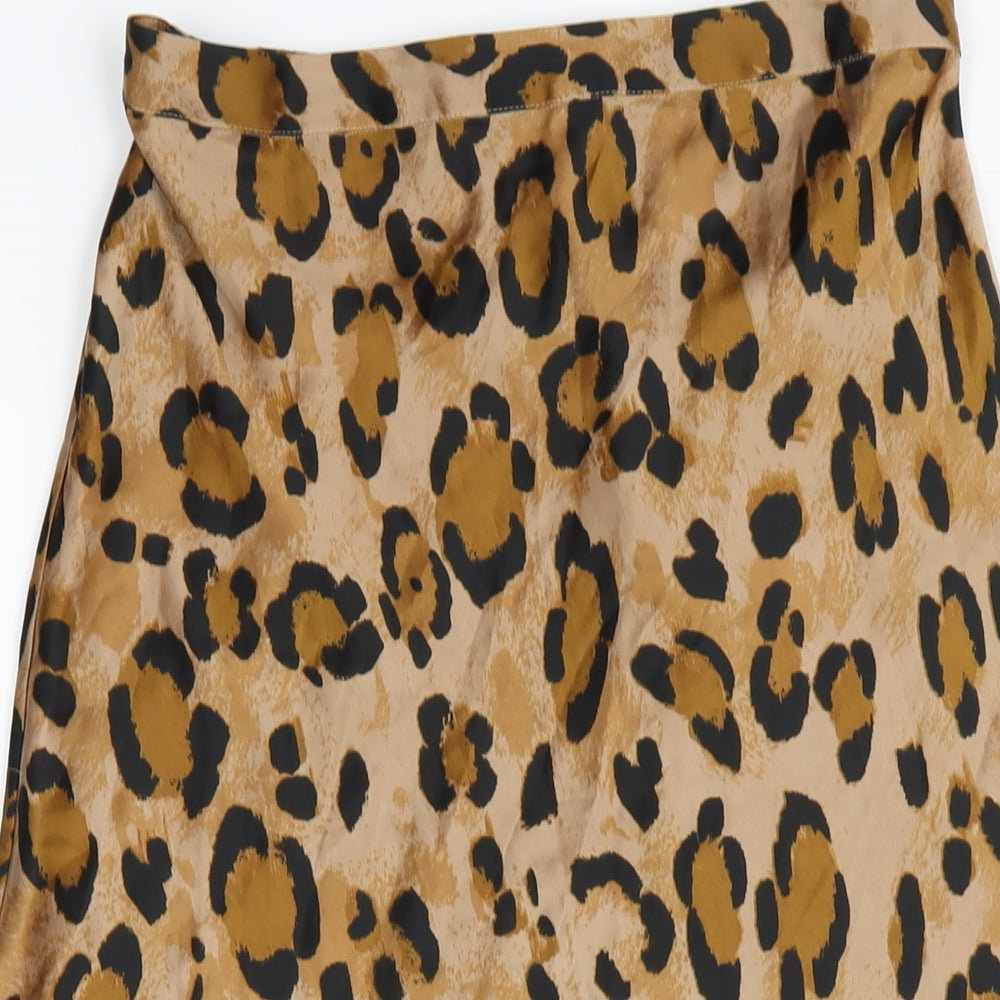 Dancing Leopard Womens Beige Animal Print Polyester A-Line Skirt Size 10 - Leopard Print