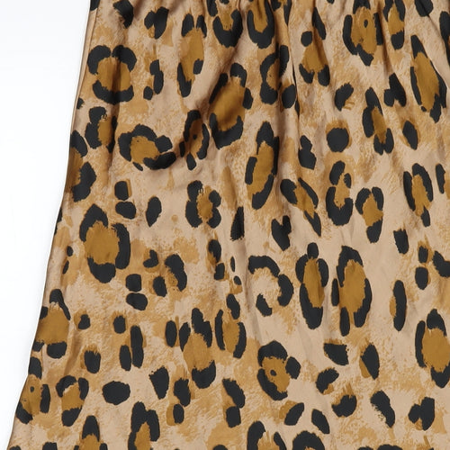 Dancing Leopard Womens Beige Animal Print Polyester A-Line Skirt Size 10 - Leopard Print
